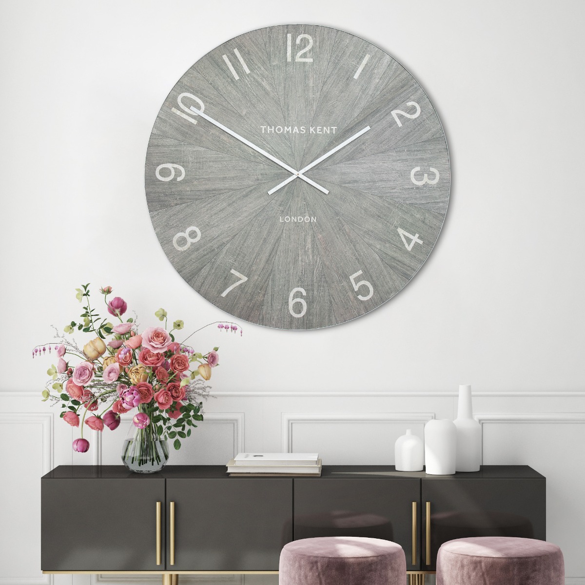 Thomas Kent Wharf 45″ Grand Limestone Wall Clock BR Modern Interiors